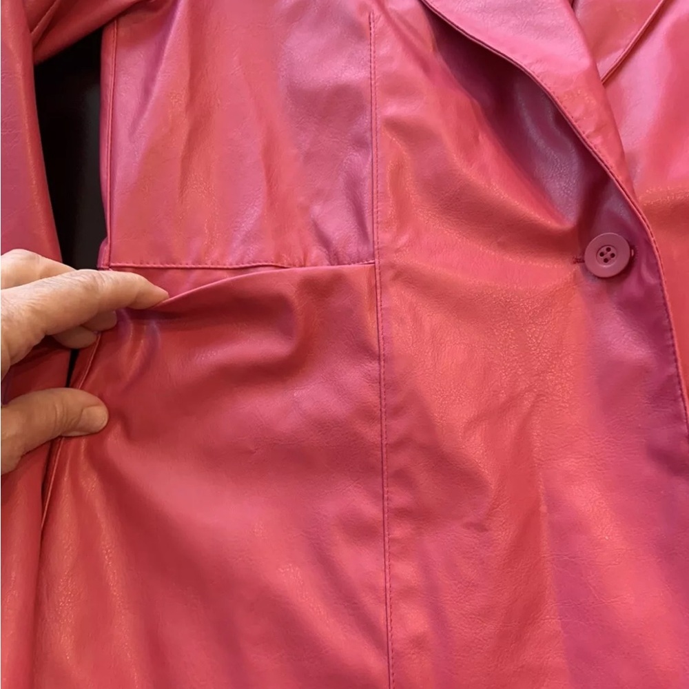Women’s Blazer jacket Vegan Leather Pink Lined Fits M Barbiecore - Picture 8 of 13